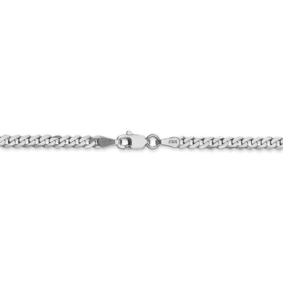 2.9mm, 14K White Gold, Solid Flat Beveled Curb Chain Necklace, 24 Inch - Picture 4 of 8